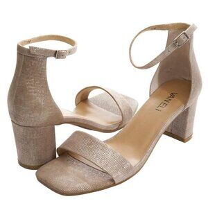 Vaneli Meryn Ankle Strap Block Heel Sandals‎ 7.5 N Womens Shimmering Fabric Open